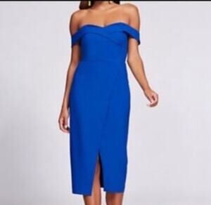 NWT Gabrielle Union NY&Co Cobalt Blue Off the Shoulder Sheath